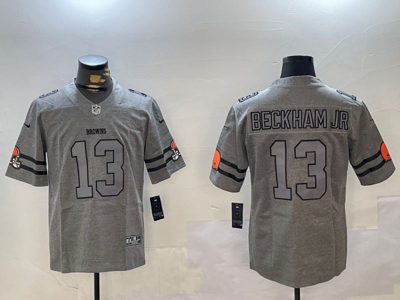 Men Cleveland Browns #13 Beckham jr Grey Throwback 2024 Nike Limited NFL Jersey style 6